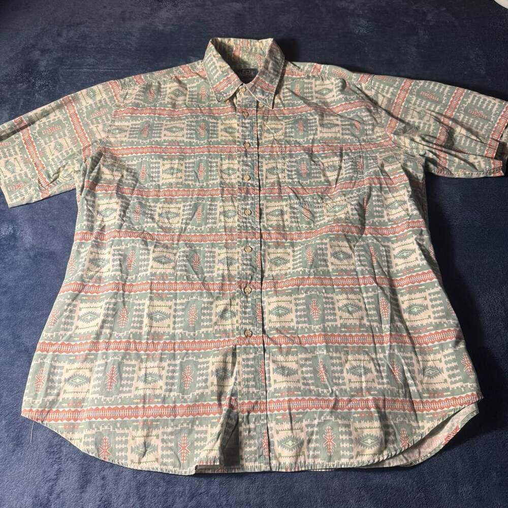 Woolrich Aztec Pattern Short Sleeve Shirt Size XL